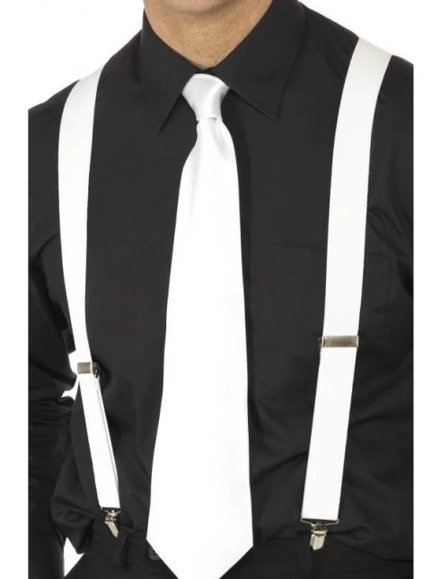 White Elasticated Braces 1 White Elasticated Braces