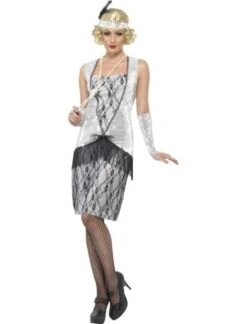 Ladies Silver Flapper Costume