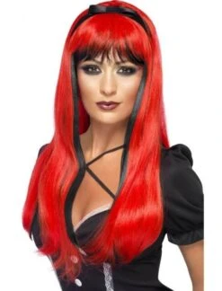 Bewitching Wig, Red Over Black
