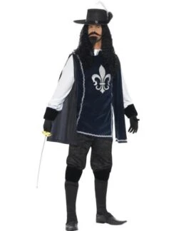 Mens Musketeer Male Costume, With Top, Hat