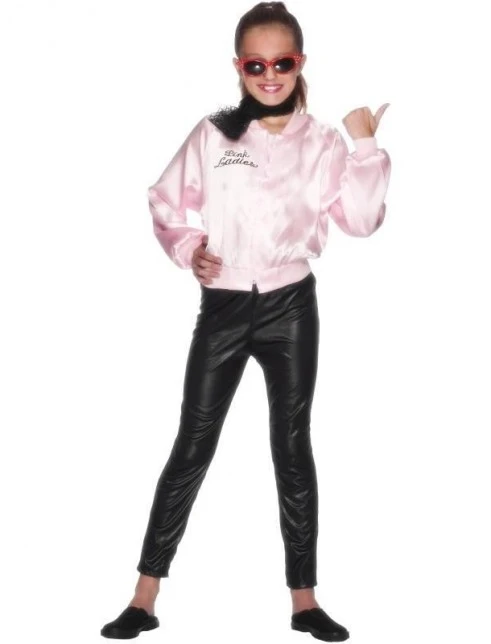Girls Grease Pink Lady Jacket Costume 1 Girls Grease Pink Lady Jacket Costume