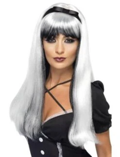Bewitching Wig, Silver Over Black