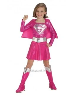 Girls Pink Supergirl Costume