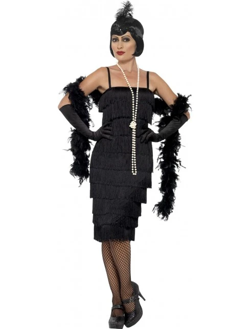 Long Black Flapper Costume 1 Long Black Flapper Costume
